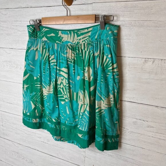 Ann Taylor Loft Skirt Womens SZ 4 Tropical Foliage A Line Palm Print Mini Aloha - Picture 5 of 16